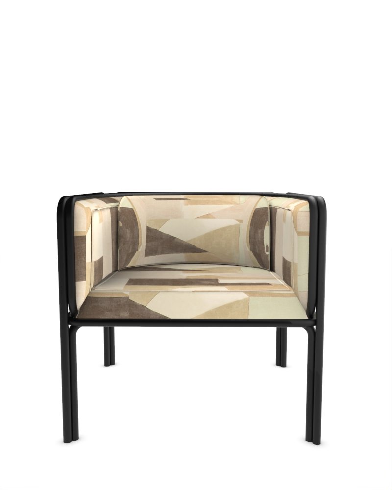 Collector AZ1 Armchair in Silt Fabric and Black Lacquered Metal by Francesco Zonca