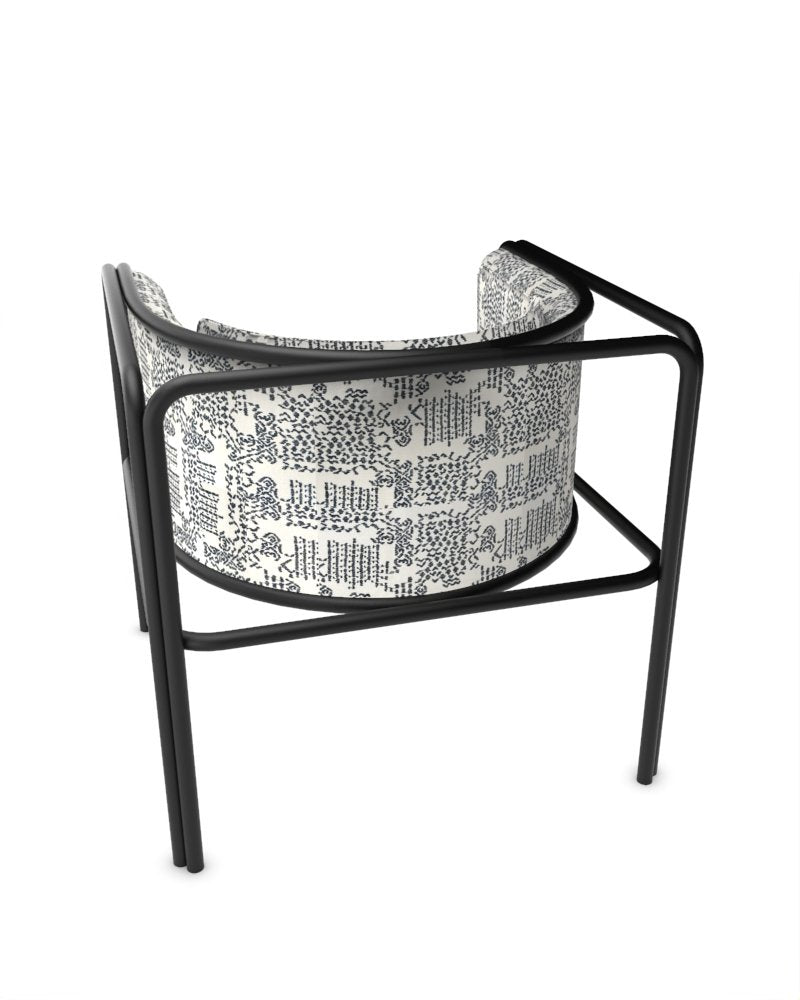 Collector Az1 Armchair Kolymbetra Blue Fabric and Black Lacquered Metal by Francesco Zonca