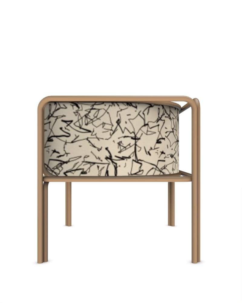 Collector Az1 Armchair Scribble Monochrome Fabric and Brown Lacquered Metal by Francesco Zonca