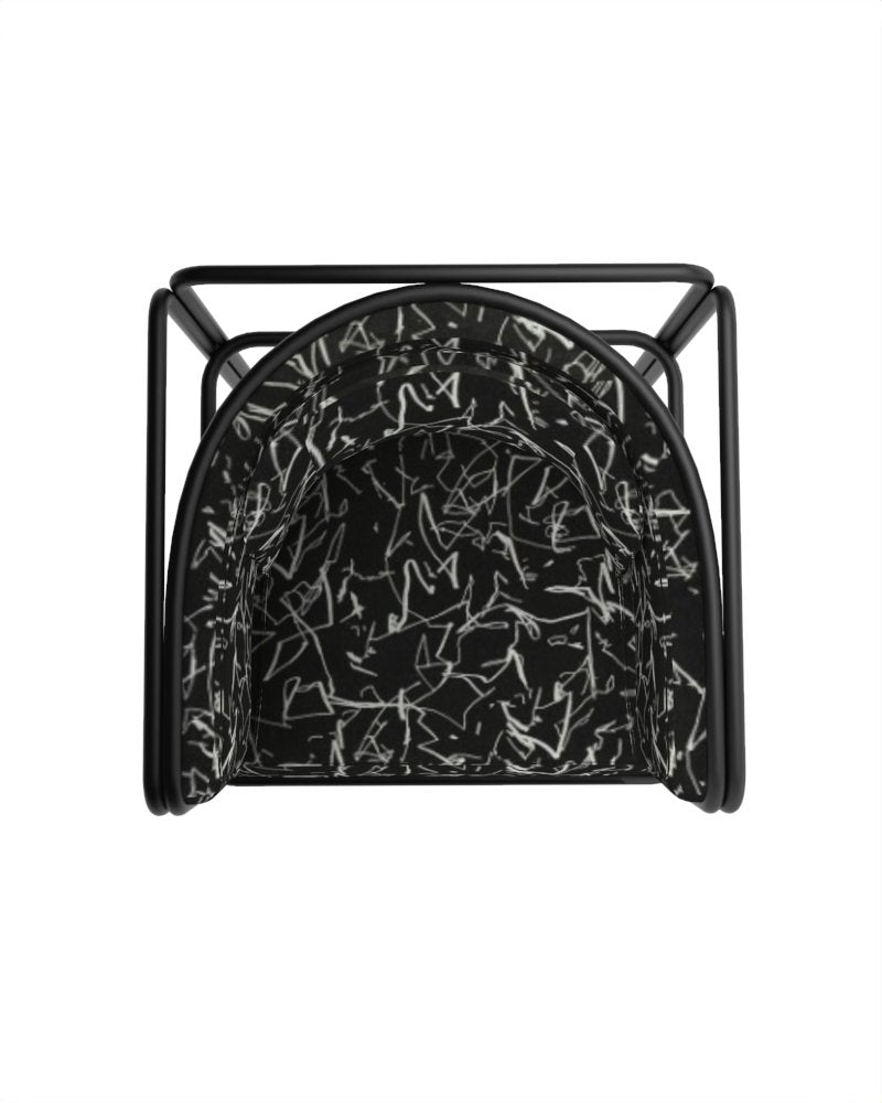 Collector Az1 Armchair Scribble Noir Fabric and Black Lacquered Metal by Francesco Zonca