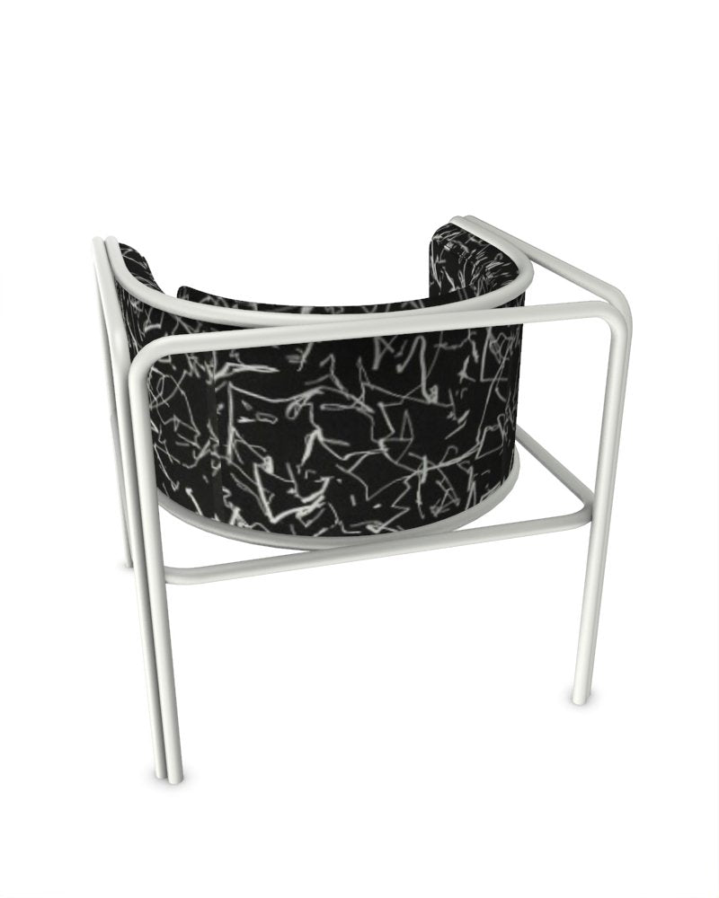 Collector Az1 Armchair Scribble Noir Fabric and White Lacquered Metal by Francesco Zonca