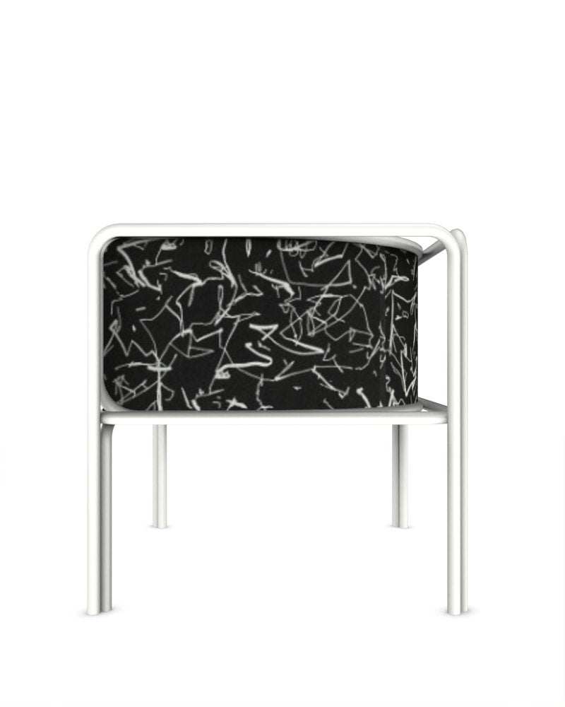 Collector Az1 Armchair Scribble Noir Fabric and White Lacquered Metal by Francesco Zonca