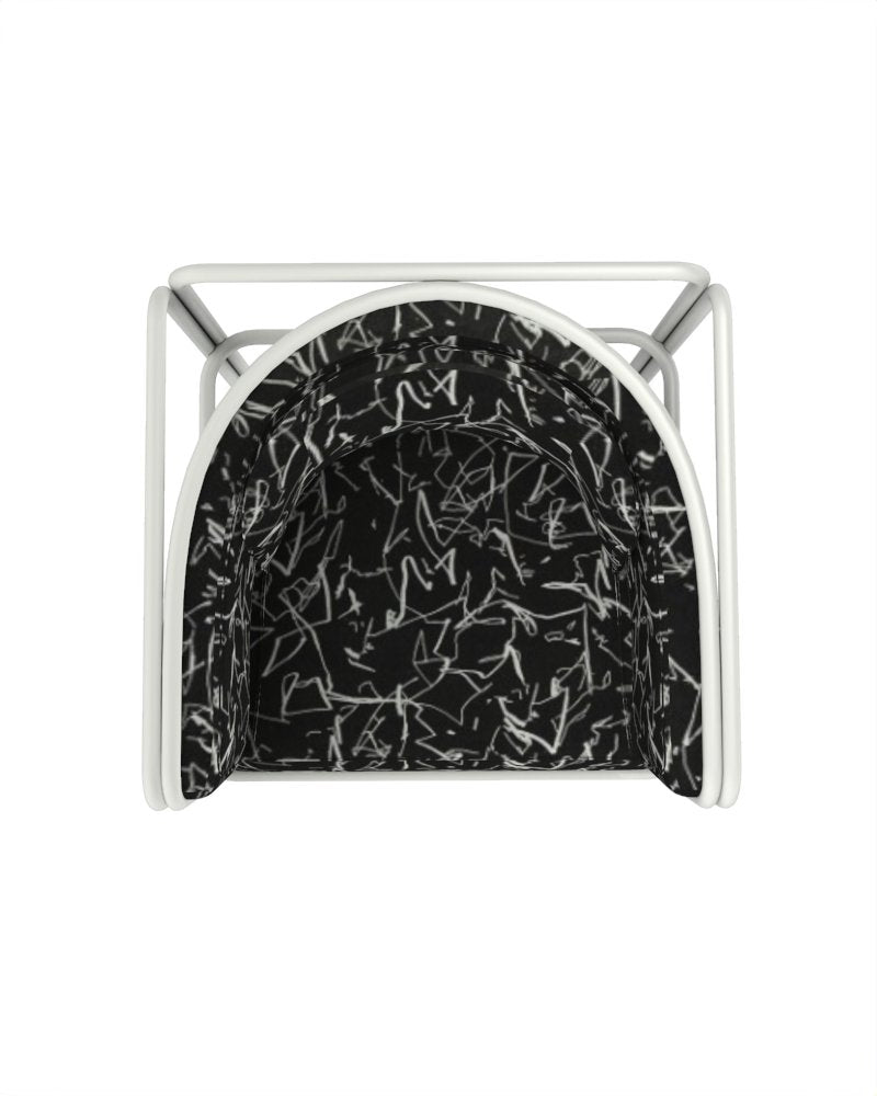 Collector Az1 Armchair Scribble Noir Fabric and White Lacquered Metal by Francesco Zonca