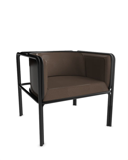 Collector Az1 Armchair Testa Di Moro Leather and Black Metal by Francesco Zonca