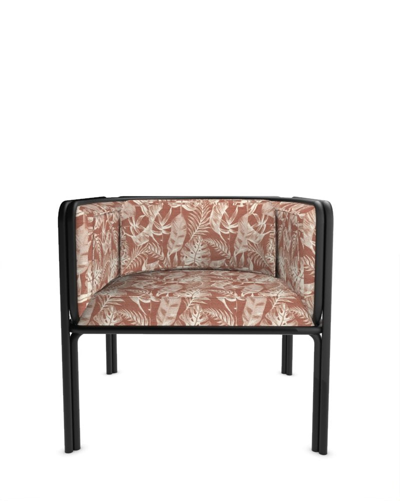 Collector Az1 Armchair Yucca Terracotta Fabric and Black Lacquered Metal by Francesco Zonca