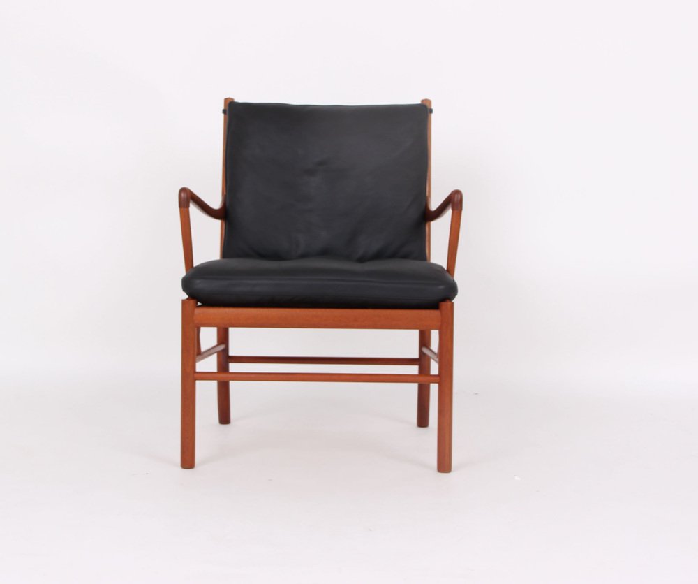 Colonia Chair PJ 149 in Mahogany and Black Leather by Ole Wanscher for Poul Jeppesens Møbelfabrik, 1960s