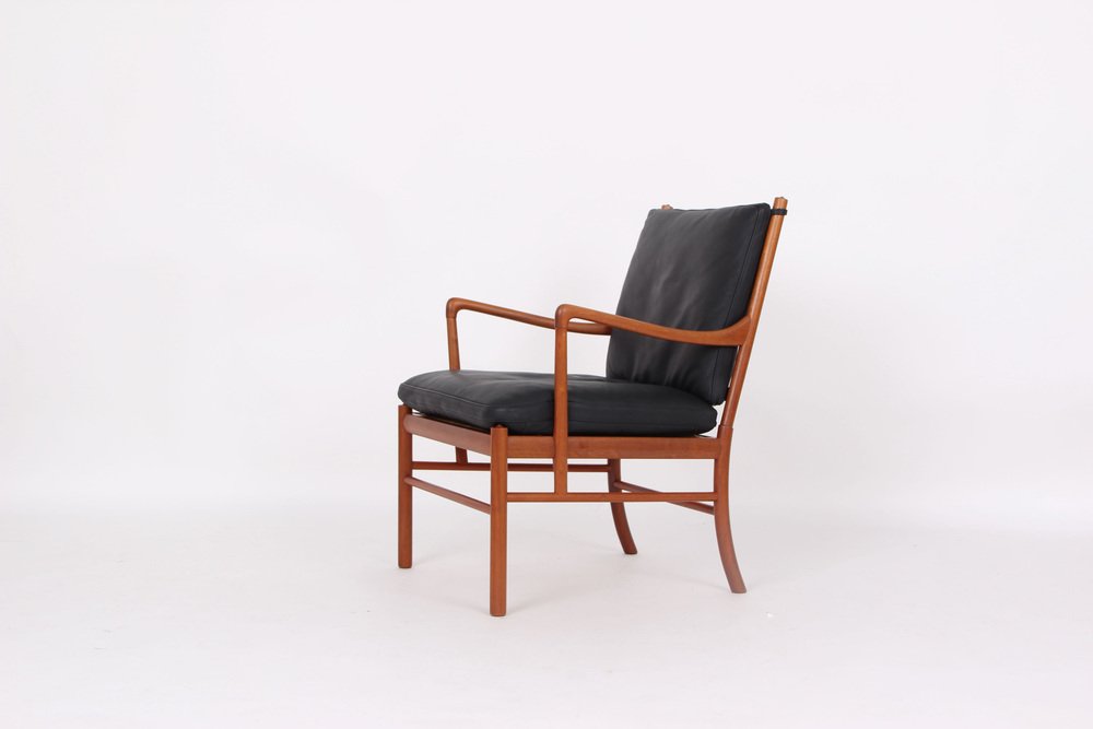 Colonia Chair PJ 149 in Mahogany and Black Leather by Ole Wanscher for Poul Jeppesens Møbelfabrik, 1960s