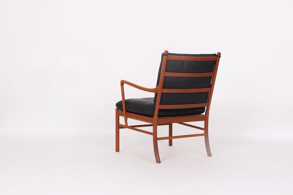 Colonia Chair PJ 149 in Mahogany and Black Leather by Ole Wanscher for Poul Jeppesens Møbelfabrik, 1960s