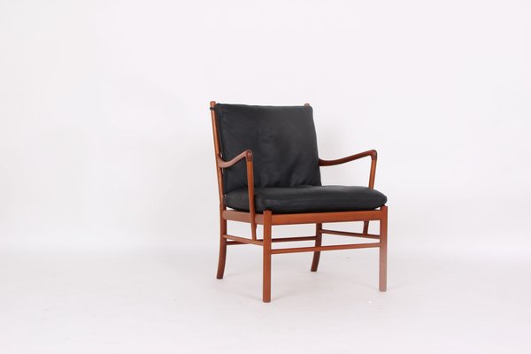 Colonia Chair PJ 149 in Mahogany and Black Leather by Ole Wanscher for Poul Jeppesens Møbelfabrik, 1960s-DQ-1803931