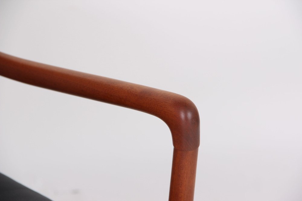 Colonia Chair PJ 149 in Mahogany and Black Leather by Ole Wanscher for Poul Jeppesens Møbelfabrik, 1960s