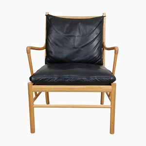 Colonial Chair in Oak and Black Leather by Ole Wanscher, 2000s-MTD-1400671