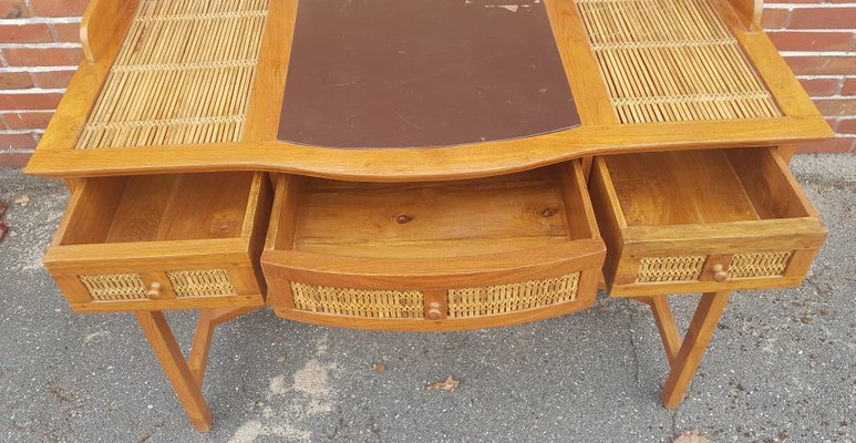 Colonial Style Desk with Bamboo Wood-QDP-867495