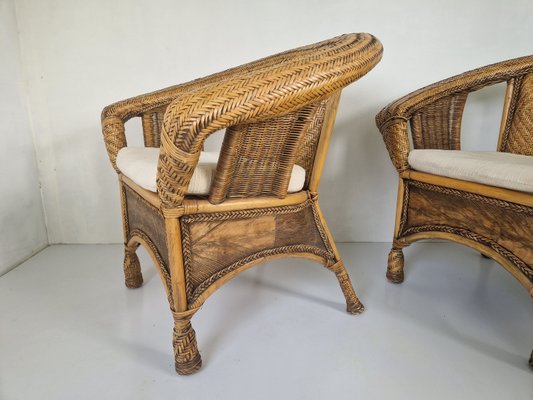 Colonial Woven Rattan Chairs, 1990s, Set of 2-DGW-2023517