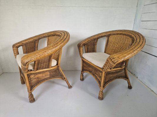 Colonial Woven Rattan Chairs, 1990s, Set of 2-DGW-2023517