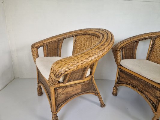 Colonial Woven Rattan Chairs, 1990s, Set of 2-DGW-2023517