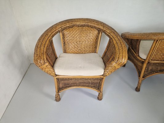 Colonial Woven Rattan Chairs, 1990s, Set of 2-DGW-2023517