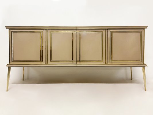 Colored Glass and Brass Sideboard, 1970s-WIM-1299914