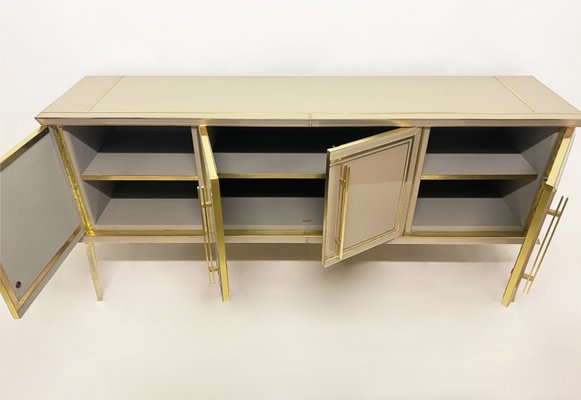 Colored Glass and Brass Sideboard, 1970s-WIM-1299914