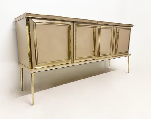 Colored Glass and Brass Sideboard, 1970s-WIM-1299914