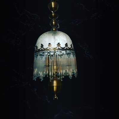 Colored Glass & Brass Ceiling Lamp-GEL-1223644