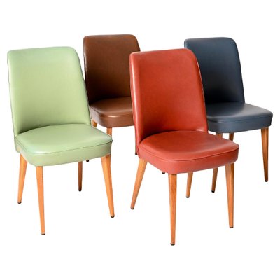 Colored Leather Chairs from Anonima Castelli, 1950s, Italy, Set of 4-JDR-1274884