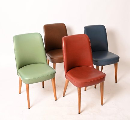 Colored Leather Chairs from Anonima Castelli, 1950s, Italy, Set of 4-JDR-1274884