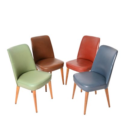 Colored Leather Chairs from Anonima Castelli, 1950s, Italy, Set of 4-JDR-1274884