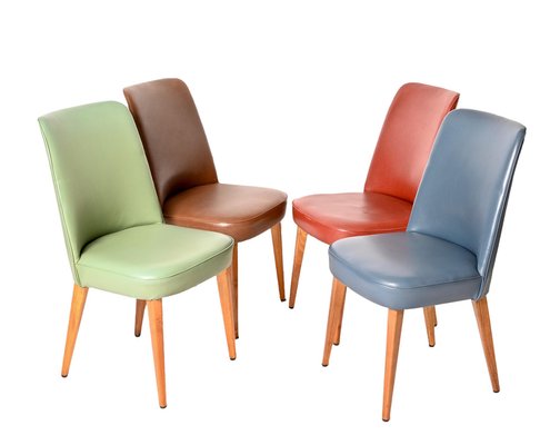 Colored Leather Chairs from Anonima Castelli, 1950s, Italy, Set of 4-JDR-1274884