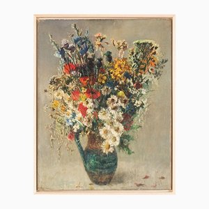 Colorful Art Deco Bouquet, Oil on Plate-GPP-1124443