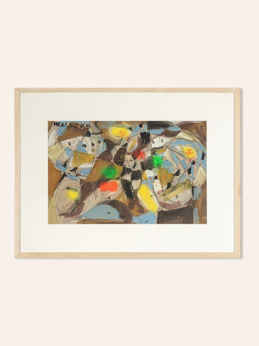 Colorful Fragmentation, Gouache on Thick Paper, Framed