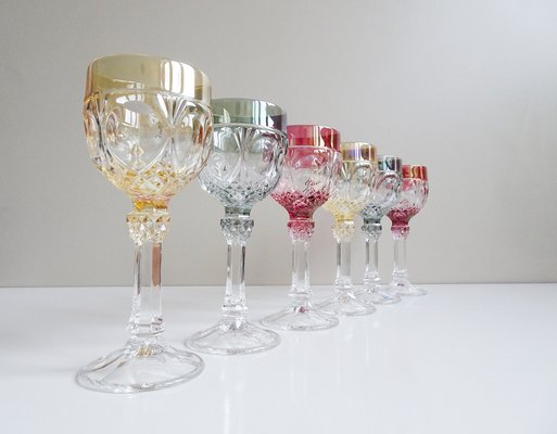 Colorful Wine Glasses in Hofbauer Lead Crystal, Germany, 1970s, Set of 6-BLG-1776926