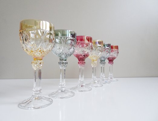 Colorful Wine Glasses in Hofbauer Lead Crystal, Germany, 1970s, Set of 6-BLG-1776926