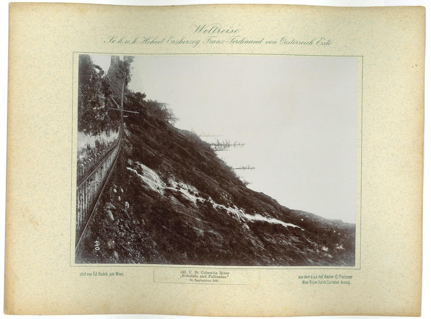 Columbia River, Echo Falls and Palisades, Vintage Photograph, 1893