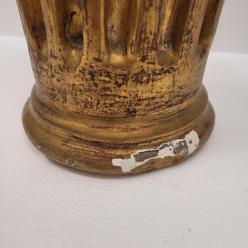 Column Altarpiece Fragment in Carved and Gilded Wood, 19th Century