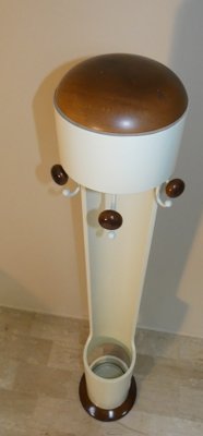 Column Coat Stand with Umbrella Stand in Lacquered Wood and Metal, Italy, 1960s-ERB-2020538