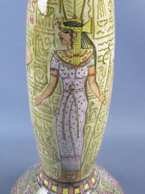 Column Totem Vase in Terracotta Majolica with Hand-Painted Egyptian Decor by Nereo Boaretto, 1950s-PWG-1797972