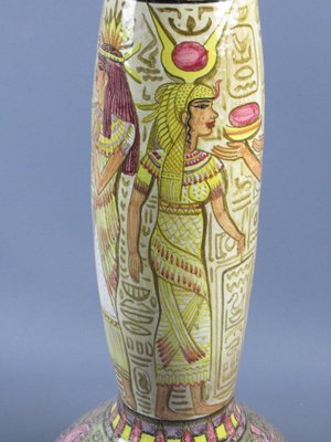 Column Totem Vase in Terracotta Majolica with Hand-Painted Egyptian Decor by Nereo Boaretto, 1950s-PWG-1797972