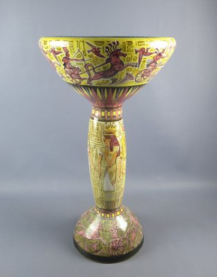 Column Totem Vase in Terracotta Majolica with Hand-Painted Egyptian Decor by Nereo Boaretto, 1950s-PWG-1797972