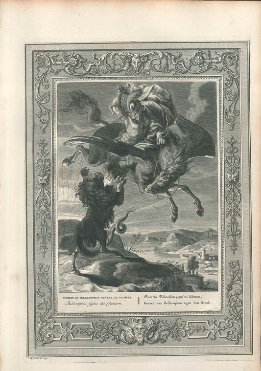 Combat de Bellerophon contre la Chimere, from ''Le Temple des Muses'' 1742