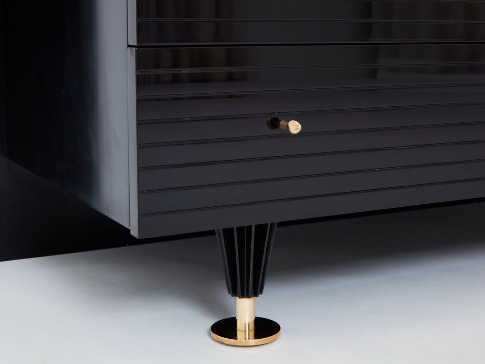 Commode in Black Lacquered Brass by Pierre Cardin, 1980s