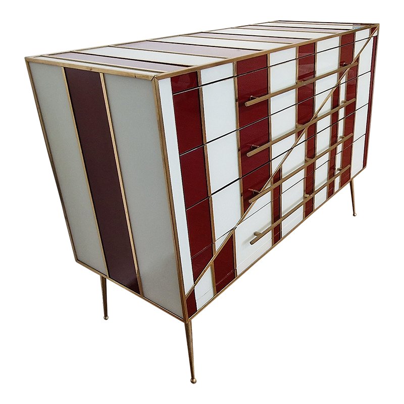 Commode with 4 Glass Drawers, 1990s