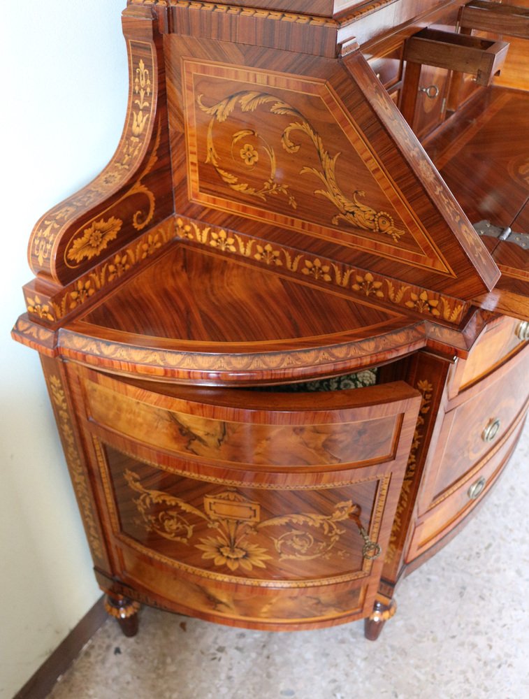 Commode with Flap & Inlaid Showcase in the style of Maggiolini, 1980s