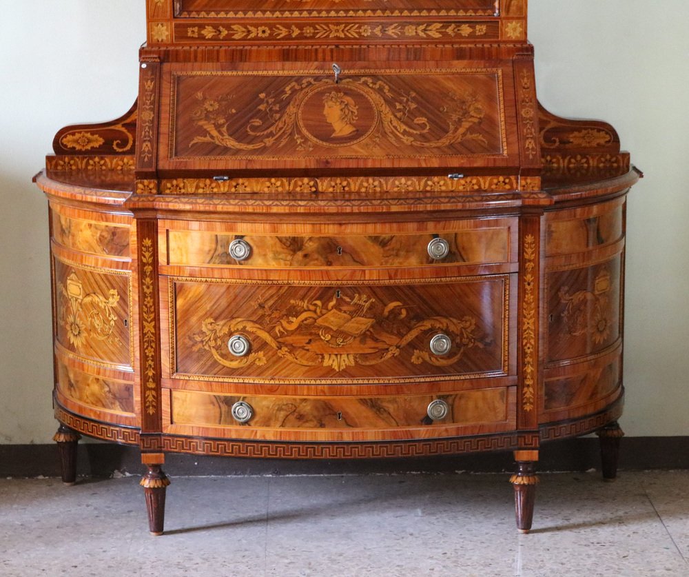 Commode with Flap & Inlaid Showcase in the style of Maggiolini, 1980s