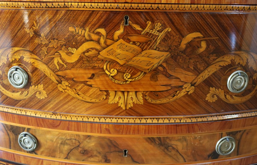 Commode with Flap & Inlaid Showcase in the style of Maggiolini, 1980s