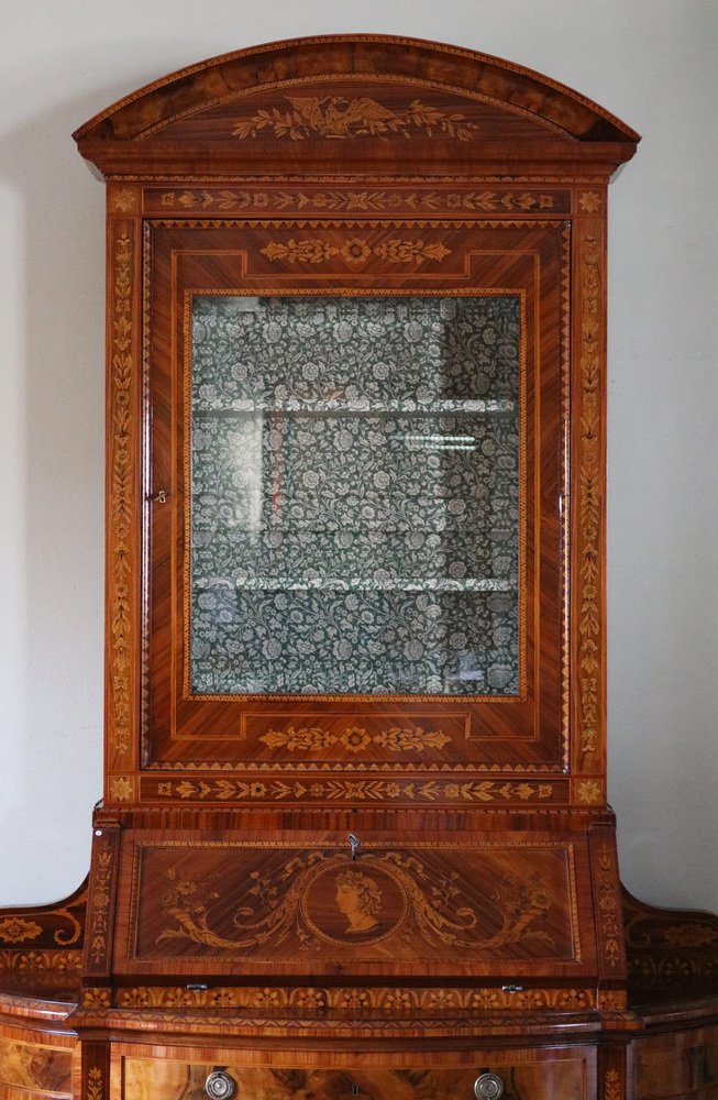 Commode with Flap & Inlaid Showcase in the style of Maggiolini, 1980s