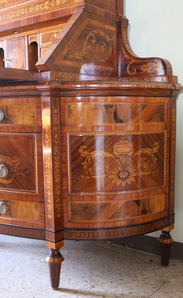 Commode with Flap & Inlaid Showcase in the style of Maggiolini, 1980s