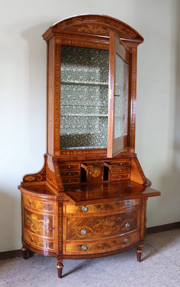 Commode with Flap & Inlaid Showcase in the style of Maggiolini, 1980s