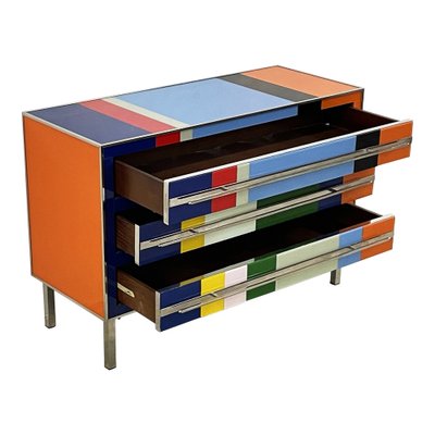 Commode with Three Drawers in Multicolor Murano Glass, 1980s-BEW-1795765