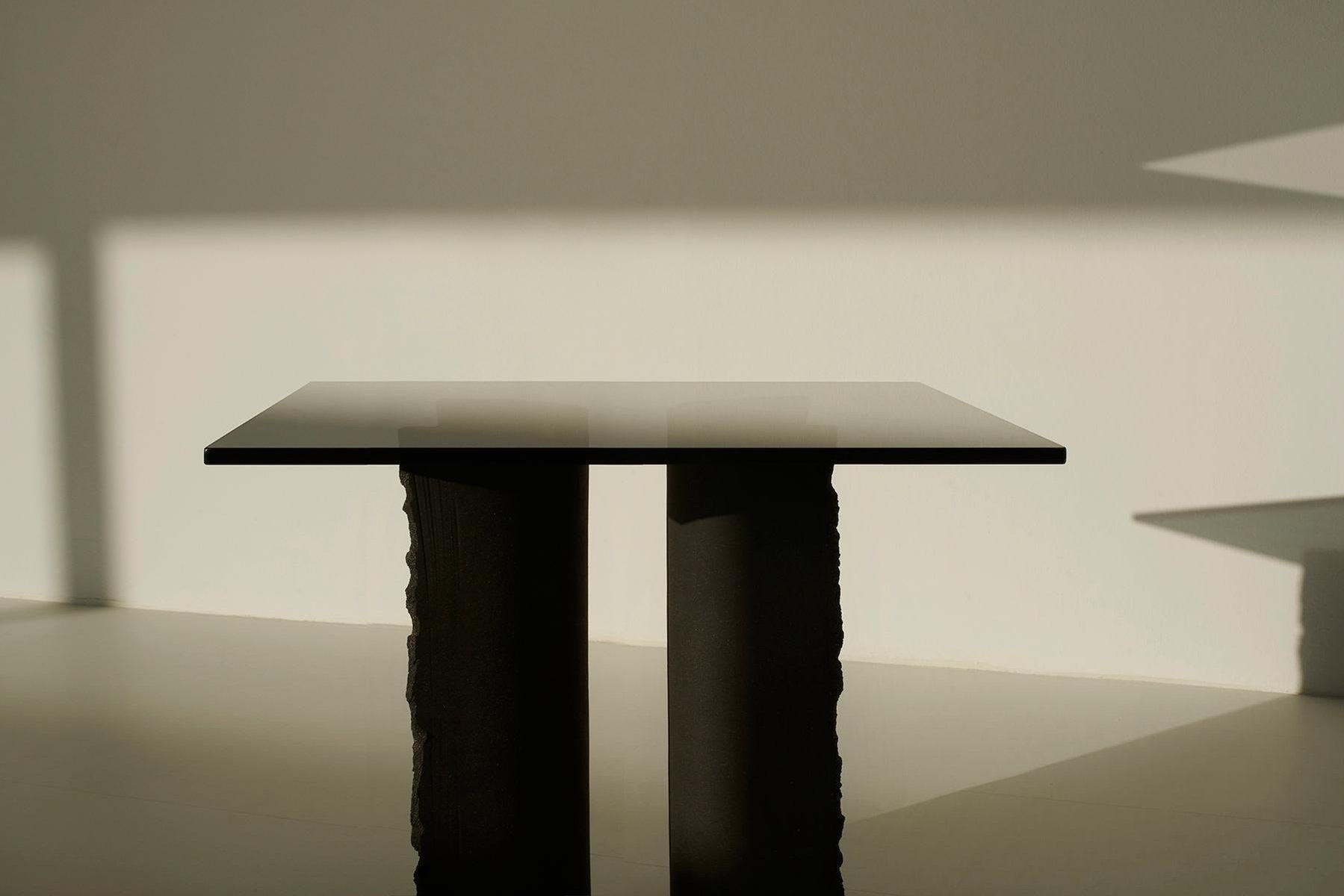 Common Effort Hand-Sculpted Black Clay Table by Sanna Völker