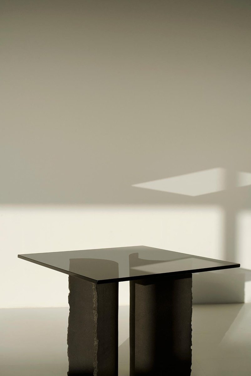 Common Effort Hand-Sculpted Black Clay Table by Sanna Völker